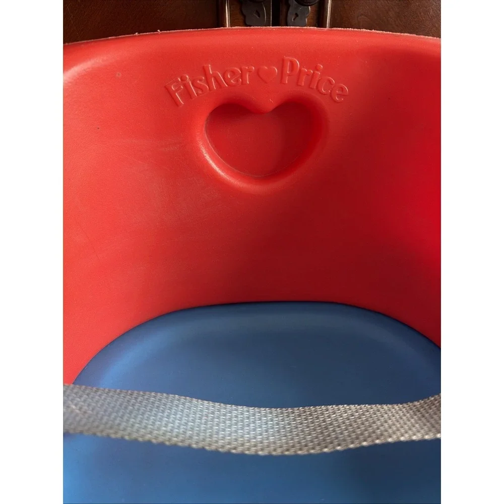 Vtg 1990's Fisher Price Grow With Me Booster Chair Seat Strap Toddler Red Blue